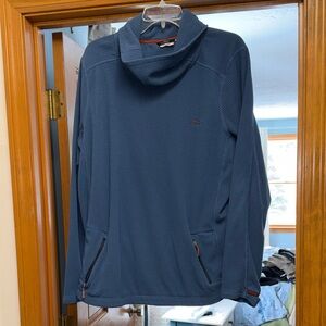 Blue Waffle-Knit Pullover